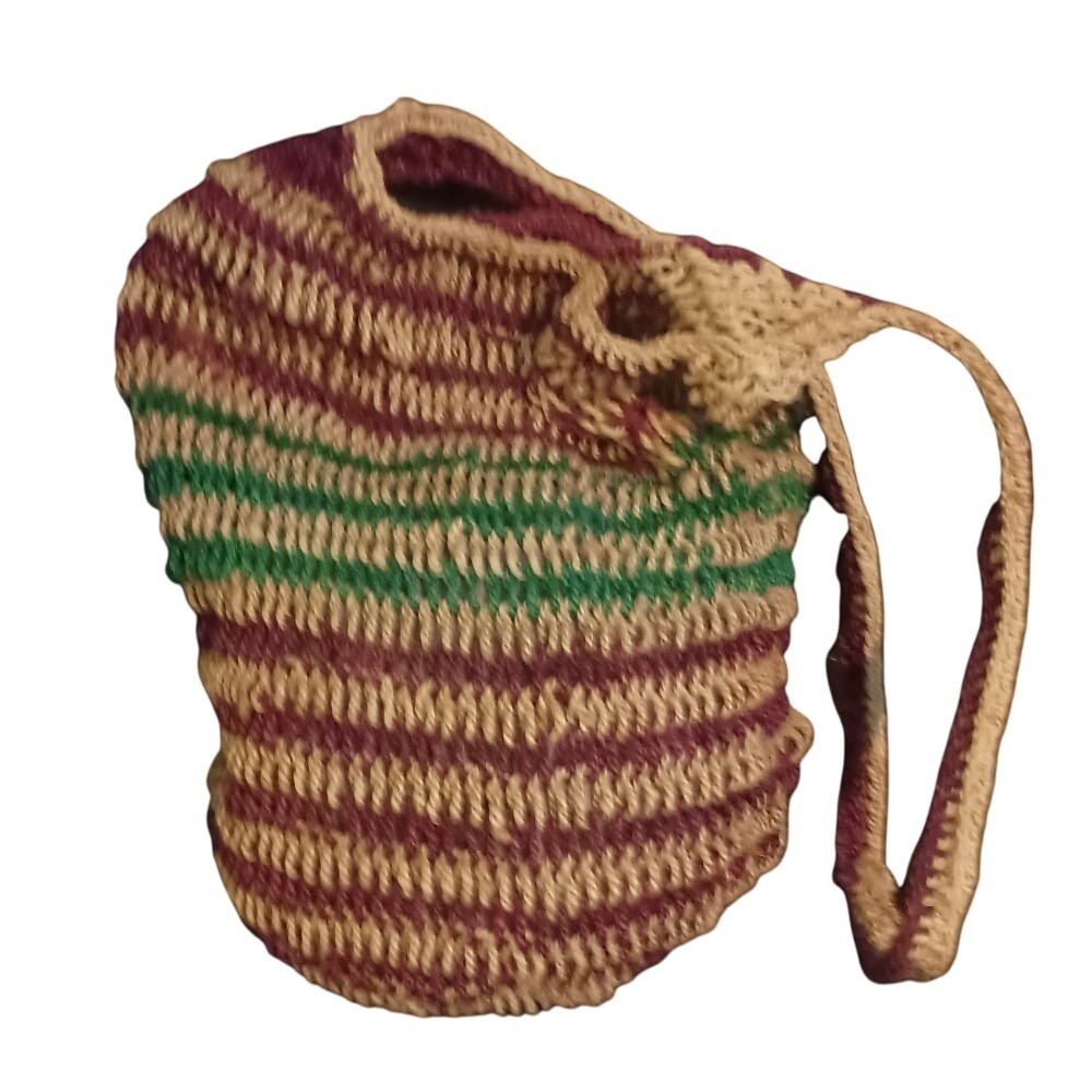 Ghanaian hand-made bag with coiled, weighted base,‎ vintage SKUW462